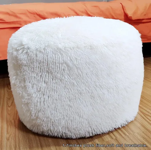 Miniatura 2 de Asuprui Puf Otomano Sin Relleno Reposapiés Otomano 20x12 Pulgadas Puf de Piso Redondo Piso Silla Bean Bag Sin Relleno Reposapiés con Almacenamiento