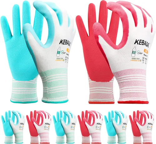 Miniatura 10 de Kebada Guantes de jardinería para hombres, 2 pares de guantes de jardín transpirables, revestimiento de látex de espuma, guantes de trabajo de Verde