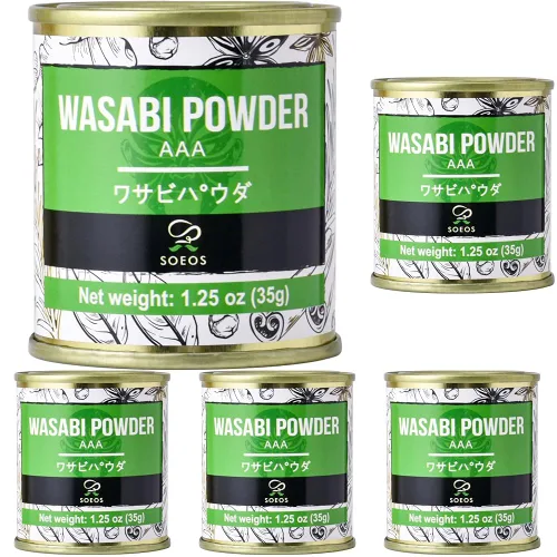 Miniatura 4 de Soeos Wasabi en polvo prémium de 8 onzas (8.01 oz), con wasabi real, polvo de grado AAA, para sushi, sushi en polvo, raíz fresca a granel, verde