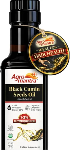 Miniatura 6 de Agro Mantra Aceite de semilla de comino negro orgánico USDA (Nigella Sativa), prensado en frío, 6.08 onzas líquidas, puro y sin refinar