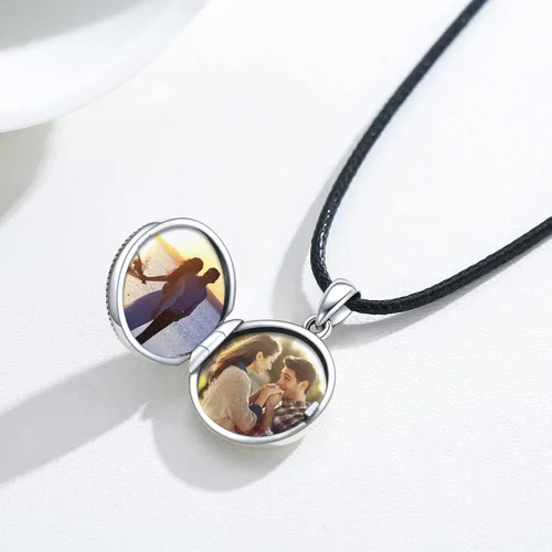 Miniatura 2 de MEDWISE Collar con medallón celta para mujer, plata de ley S925 que sostiene fotos de fotos con nudo de amor celta, collar personalizado, joyería