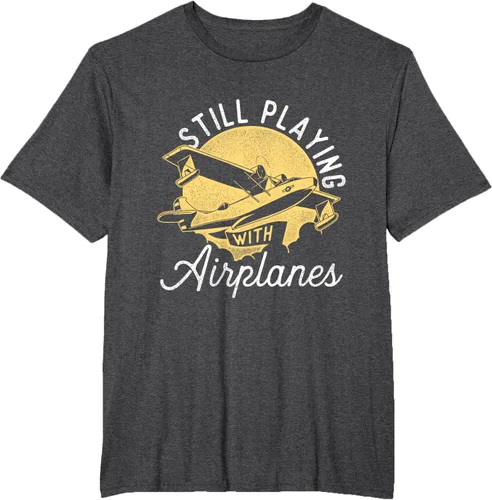 Miniatura 20 de Still Playing With Airplanes - Camiseta de control remoto RC Avión Piloto, Negro