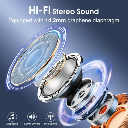 Miniatura 3 de Auriculares inalámbricos Bluetooth 5.4 de 75 horas para deporte, auriculares Bluetooth 2025 estéreo con graves profundos sobre la oreja con ganchos