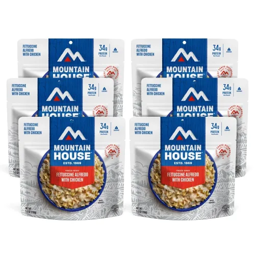 Mountain House Fettuccine Alfredo con pollo | Alimentos liofilizados para mochileros y campamentos | Paquete de 6