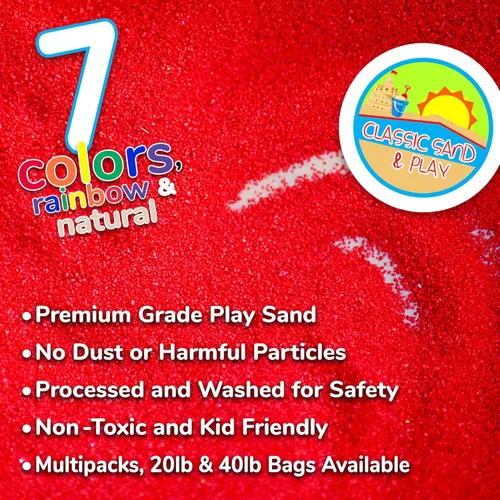Miniatura 9 de Arena clásica de color rojo Sand and Play, bolsa de 20 libras, natural y no tóxica, divertida húmeda y seca en interiores y exteriores, caja