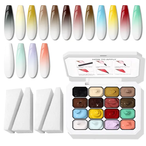 Miniatura 12 de Sponge Pat Paint Gel de Uñas, Gel Degradado para Uñas Ombre, Rubor de Uñas Floreciente Aura Uñas Removedor de Dibujo Pintura Floral Arte de Uñas 16