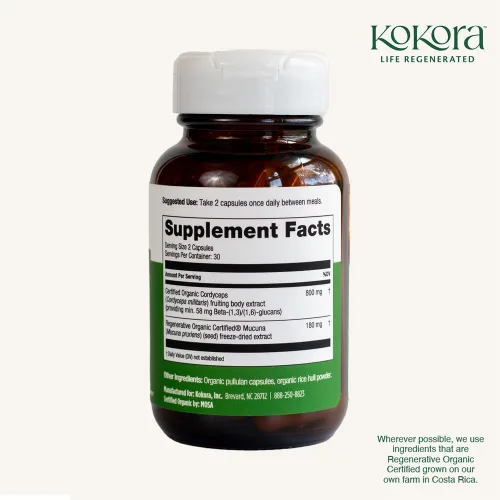 Miniatura 7 de kokora Cordyceps Energy - Suplemento orgánico de hongos adaptogénicos - Incluye extracto de Cordyceps orgánico certificado y macuna orgánica