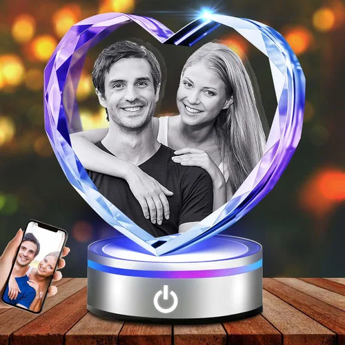 Emoragifou Foto de cristal 3D, regalos personalizados para mujeres, mamá, papá, pareja, ella, regalo personalizado con tu propia foto, imagen de
