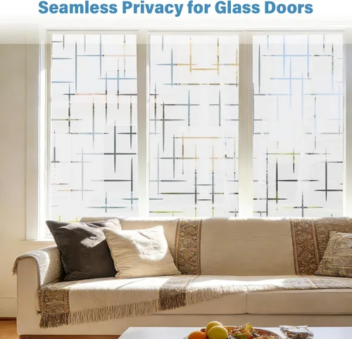 Miniatura 4 de Finnez Película esmerilada para ventana, no adhesiva, película de privacidad de adherencia estática para vidrio, sin pegamento, adhesivo decorativo