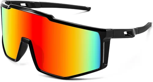 Miniatura 4 de FEISEDY Gafas de sol deportivas para jóvenes, adolescentes y adultos, gafas de sol para ciclismo, béisbol y tenis, gafas de sol para hombres y rojo