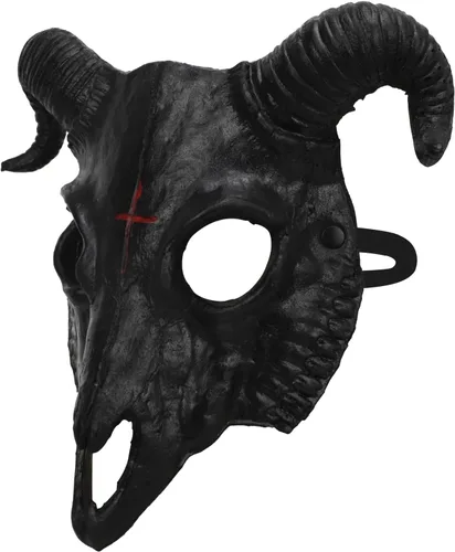 Miniatura 2 de Máscara de cabra para Halloween, oveja, cráneo, carnaval, fiesta, poliuretano, animal, cuerno de animal, cosplay, fiesta, accesorio de disfraz Negro