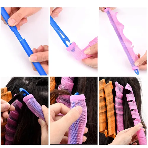 Miniatura 5 de Orgrimmar Kit de 30 rizadores de pelo para cabello mediano, rizos de cabello sin calor con gancho para peinar, rulos mágicos de 17.7 in/17.7