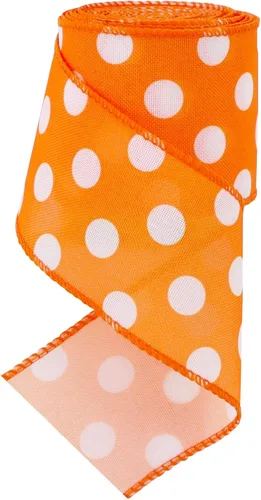 TONIFUL Cinta de arpillera de lunares naranjas de 2.5 pulgadas, cinta con alambre de Pascua, verano, primavera para envolver regalos, hacer lazos de
