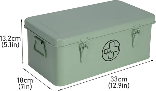 Miniatura 7 de Caja de primeros auxilios, botiquín de primeros auxilios, lata de almacenamiento de medicamentos de metal, caja vacía de primeros auxilios