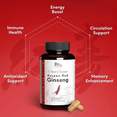Miniatura 3 de Ginseng rojo coreano (raíz de 6 años) (ginsenósido mejorado) 120 cápsulas veganas