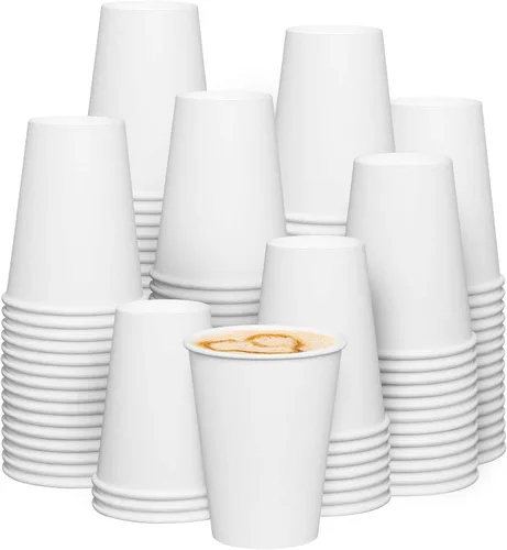Miniatura 10 de GUSTO Vasos de papel desechables blancos de 16 onzas para bebidas frías y calientes [200 unidades] Tazas de café resistentes y ecológicas