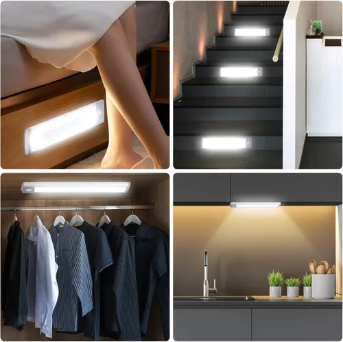 Miniatura 2 de LEPOTEC 30 Luces LED Debajo del Mostrador para Armarios, Luz LED para Gabinetes con Sensor de Movimiento, Luz de Despensa Operada con Batería