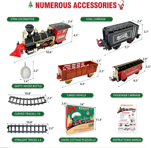 Miniatura 2 de OCHIDO Conjunto de Trenes - Conjuntos de Trenes de Navidad para Debajo del Árbol, Juguete de Tren Eléctrico de Regalo para Niños y Niñas, con Kits