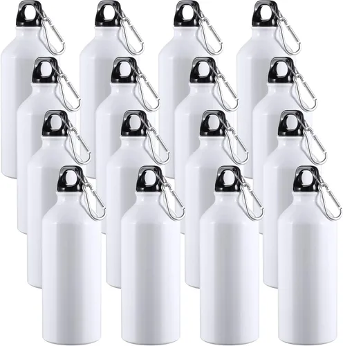 Miniatura 9 de CHENGU Paquete de 16 botellas de agua de aluminio de 20 onzas, botellas de agua reutilizables en blanco, botella de aluminio ligera, botella de Rojo