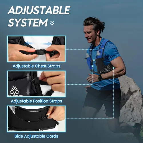 Miniatura 4 de Haimont Chaleco de hidratación para correr con botellas de agua para mujeres y hombres, mochila de agua ligera ajustable de 8 litros con frascos