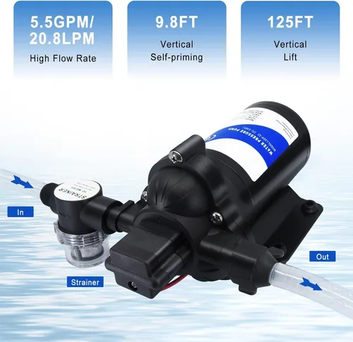 Miniatura 4 de Bomba de presión de agua de 12 V RV – autocebante, 50 psi, bomba bajo demanda de 4 gpm para cocina, baño, jardín, marina y barcos