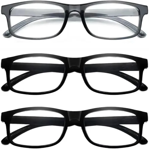 Paquete de 3 lentes de lectura con bloqueo de luz azul, lentes de lectura para mujeres y hombres, filtro antirayos ultravioleta/reflejo, anteojos