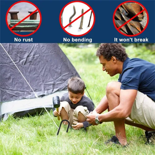 Miniatura 7 de Estacas de barra de refuerzo de suelo, anclajes de suelo, estacas de tienda de campaña con gancho en J para jardín, estacas de metal resistente
