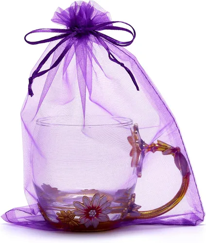 Miniatura 8 de 50 bolsas de organza de 6 x 9 pulgadas, bolsa de regalo de fiesta de boda con cordón