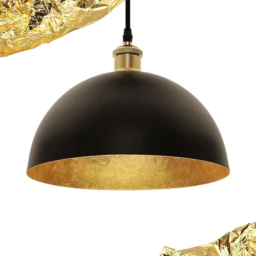 Lámpara colgante de hoja negra y dorada, lámpara colgante de techo vintage, lámpara colgante de metal ajustable de granja, lámpara de comedor