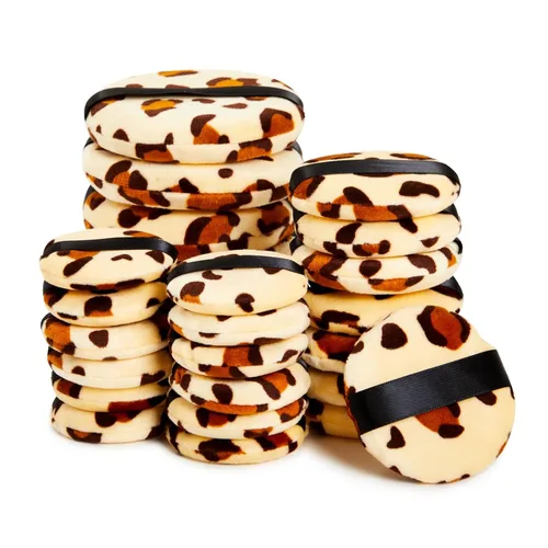 Glamlily Paquete de 24 polvos de maquillaje con estampado de leopardo para polvo suelto y prensado, extra grande, grande, pequeño (3 tamaños)
