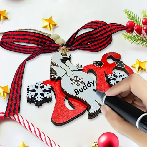 Miniatura 4 de Adornos de Navidad para gatos 2025, adorno divertido para árbol de Navidad, adornos únicos y lindos de madera para decoración - Regalos para amantes