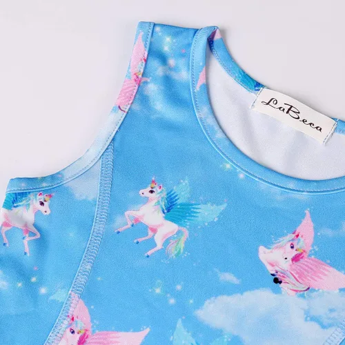 Miniatura 4 de LaBeca - Vestido sin mangas o de manga larga para niñas, vestidos casuales con diseño de unicornio o sirena para niñas pequeñas o grandes