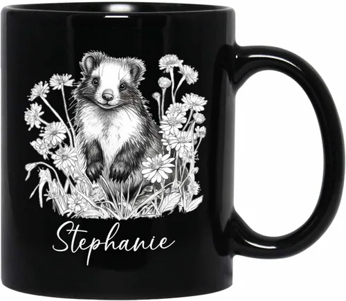 Miniatura 19 de Taza de café negra con diseño de oso de lápiz personalizada, regalo para los amantes de los osos, mamá y papá, taza de café de oso con dibujos