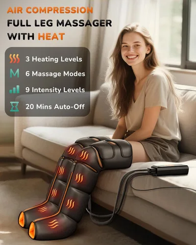 Miniatura 2 de JZBRAIN Masajeador de Piernas con Calor y Compresión: Masajeador de Pies y Pantorrillas para Circulación y Alivio del Dolor, Botas de Compresión