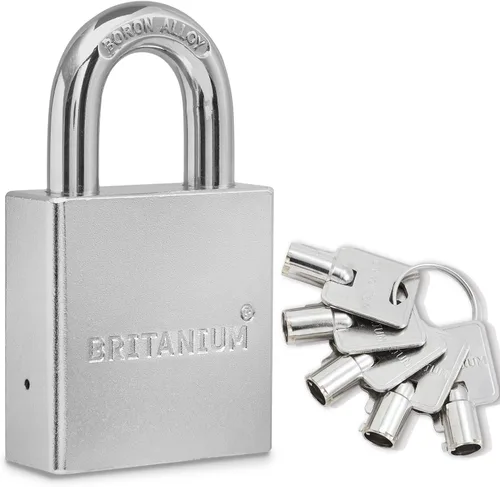 Britanium® SFL60 Candado de grado profesional, acero cromado con grillete de aleación de boro, 5 llaves de vaso, diseño resistente a la intemperie