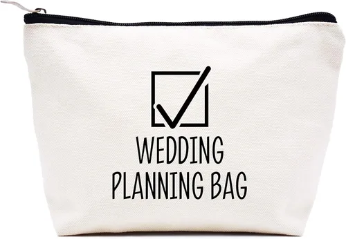 LIBIHUA Bolsa de maquillaje para mujer, bolsa de cosméticos regalos para ella, bolsa de viaje femenina, Beige, 253-wedding Bolsa de planificación