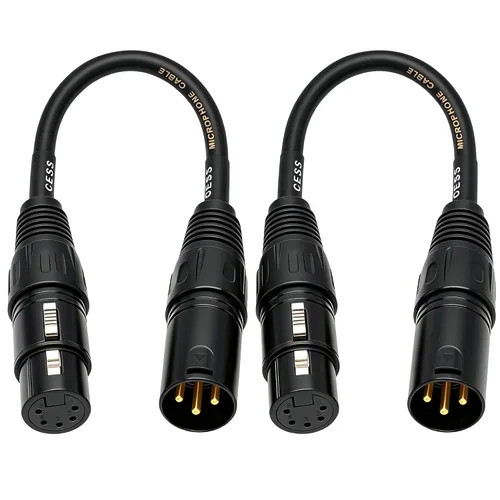Miniatura 5 de CNCESS XLR - Cable adaptador de 3 pines macho a XLR hembra de 5 pines, 6 pulgadas, convertidor de nicho DMX/audio, paquete de 2