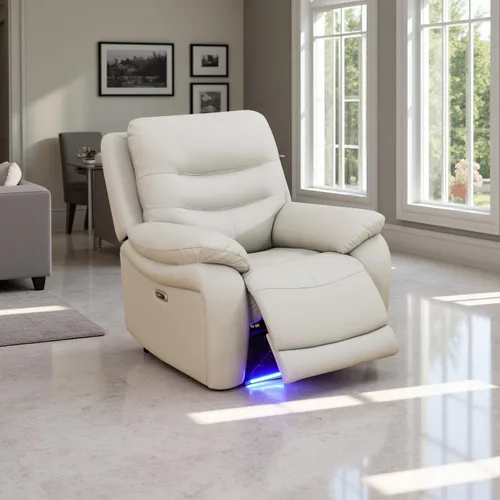 Miniatura 15 de A Ainehome Juego de sofá reclinable eléctrico LED para sala de estar, juego de sofá modular de cuero, sofá reclinable y sofá biplaza con puerto USB