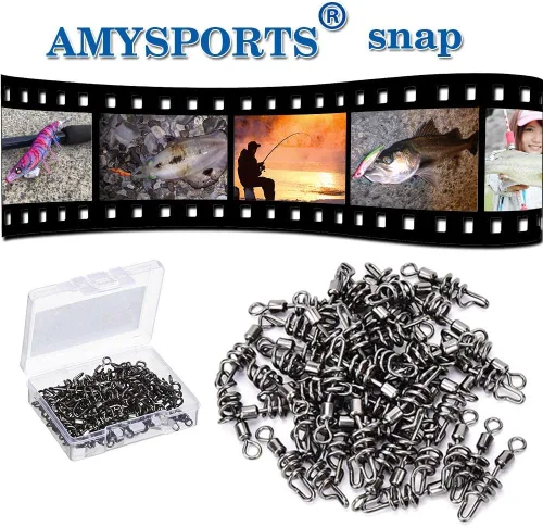 Miniatura 5 de AMYSPORTS Giratorios de pesca Sacacorchos a presión Giratorios de aparejos de pesca Aguas saladas Líder de agua dulce Señuelo línea Conector