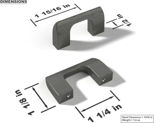 Miniatura 5 de Paquete de 10 manijas de metal de pistola con agujero central de 1-1/4 pulgadas Perillas de metal sólido para gabinetes de baño y decoración
