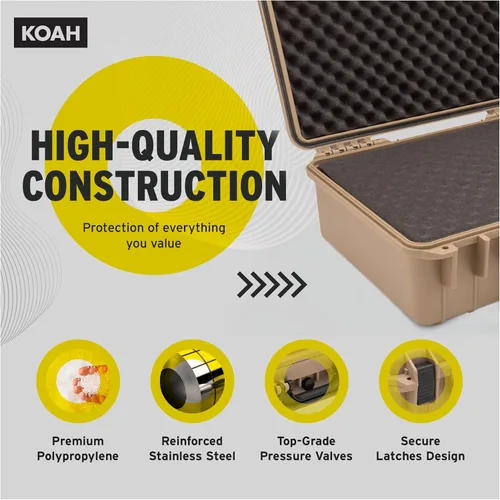Miniatura 7 de Koah Funda rígida resistente a la intemperie con espuma personalizable, resistente a los impactos, ideal para cámaras, drones, dispositivos