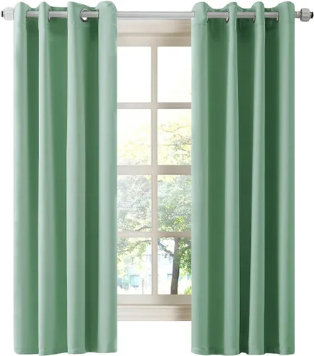 Miniatura 25 de LA PALMA Cortinas opacas con aislamiento térmico y ojales, para sala de estar, dormitorio, paquete de 2 paneles