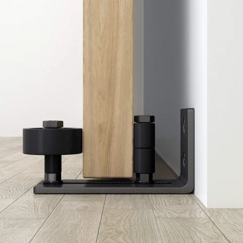 Miniatura 6 de WINSOON Guía de suelo para puerta corrediza de granero, accesorios montados en la pared para rodillos de estancia ajustables con parte inferior Negro