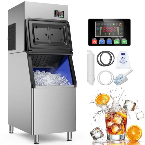 Miniatura 9 de Commercial Ice Maker Machine, 580 LBS/Day with 400lbs Storage Bin, Stainless Steel Ice Maker with Self Cleaning, ETL Certificated, 24H Timer &