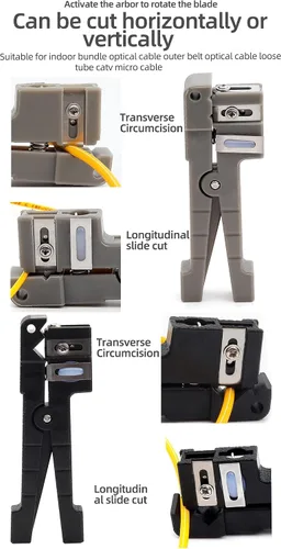 Miniatura 6 de 45-162 Pelacables coaxiales 45-165 Pelacables de fibra óptica Tubo de haz transversal Abierto y cuchillo de pelar Carcasa suelta 45-162-45-165