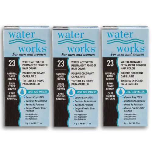 Miniatura 5 de Water Works Tinte en polvo, negro, tinte permanente para el retoque de raíces y cobertura completa, hombres y mujeres, paquete de 3