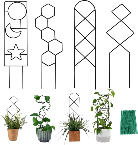 Wellsign Enrejado para plantas trepadoras en interiores, enrejado pequeño de metal para plantas de interior de jardín de 15.94 pulgadas para plantas