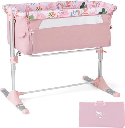 Miniatura 11 de BABY JOY Cuna de noche para bebé, cuna portátil de viaje con bolsa de transporte, cuna para recién nacidos para bebés, cuna para niños con colchón
