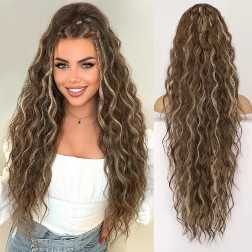 Miniatura 23 de KooKaStyle Extensión de cola de caballo con cordón de 26 pulgadas (66 cm) para mujeres, extensiones de cabello sintético rizado largo para uso