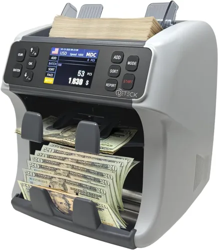 Miniatura 10 de DETECK DT500 Contador de Dinero de Denominación Mixta, Multidivisa, Contador de Billetes, Detección de Falsificaciones 2CIS/UV/IR/MG/MT, Contador